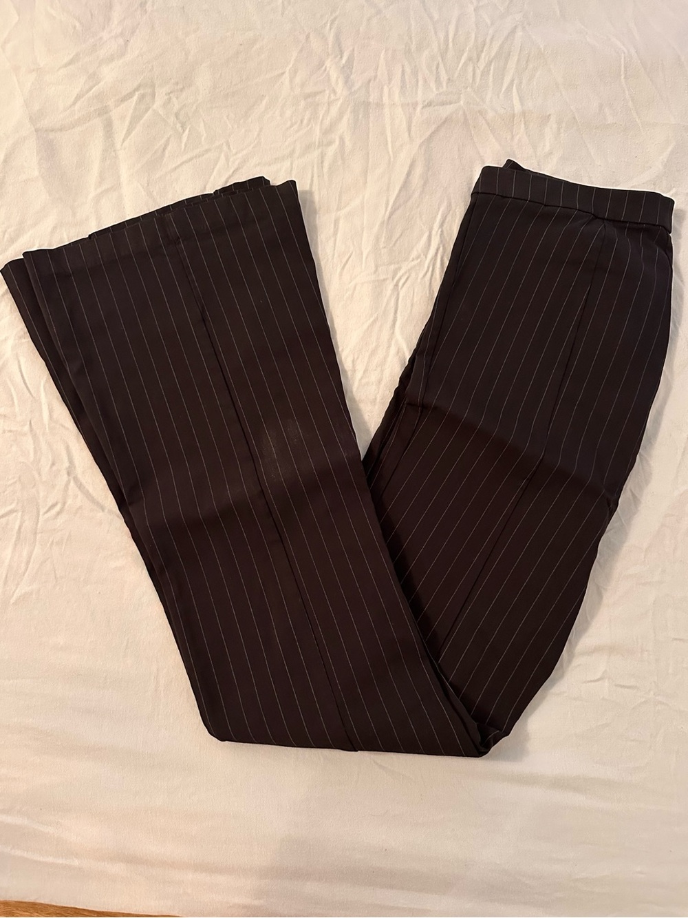 H&M Black Pinstripe Flared Dress Pants